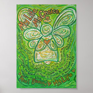 Póster Poema de cáncer Pintura de ángel verde Poster pint