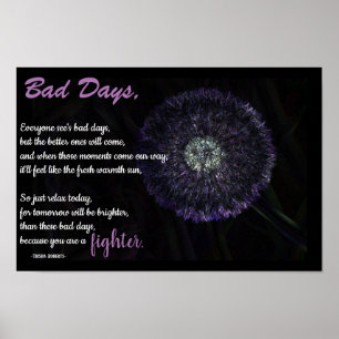 Póster Poema de citas de vida, mal día con flor creativa