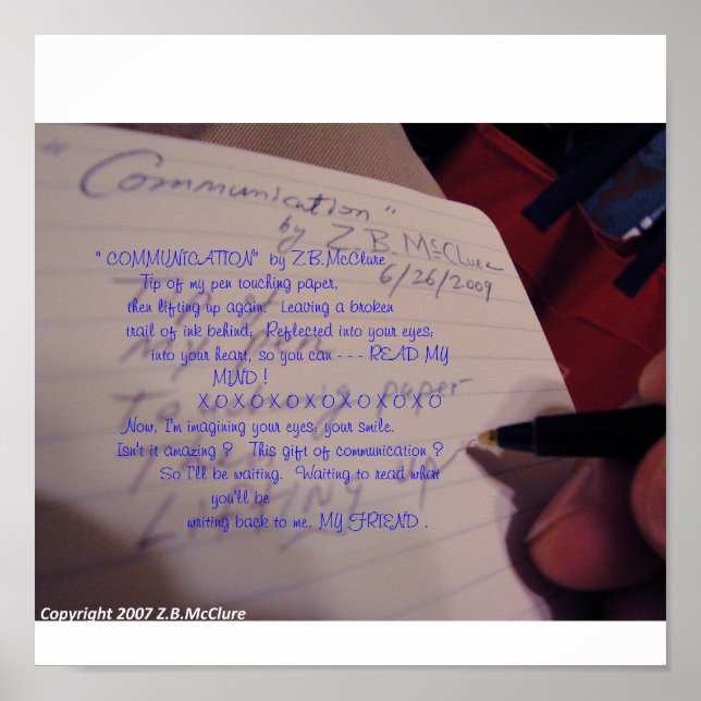 Póster Poema de "COMUNICACIÓN" de Z.B.McClure (Frente)