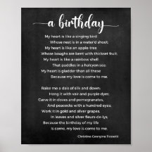 Poema de cumpleaños Poster blanco y negro