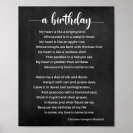 Póster Poema de cumpleaños Poster blanco y negro
