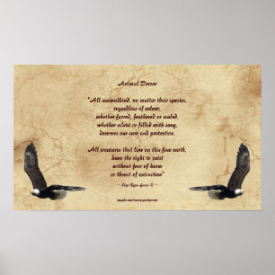 Póster Poema de derechos animales y Poster literario de á