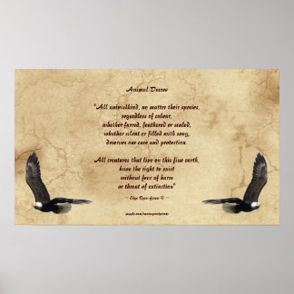 Póster Poema de derechos animales y Poster literario de á