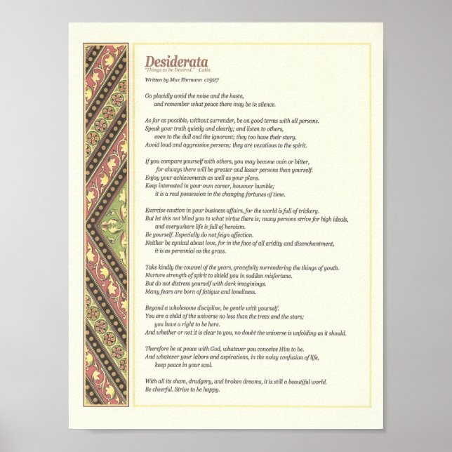 Póster Poema de Desiderata (Frente)