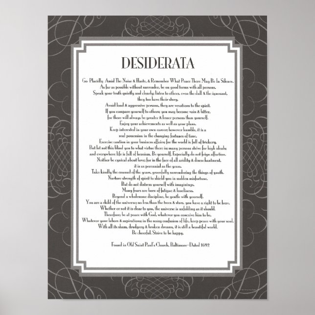 Póster Poema de Desiderata (Frente)