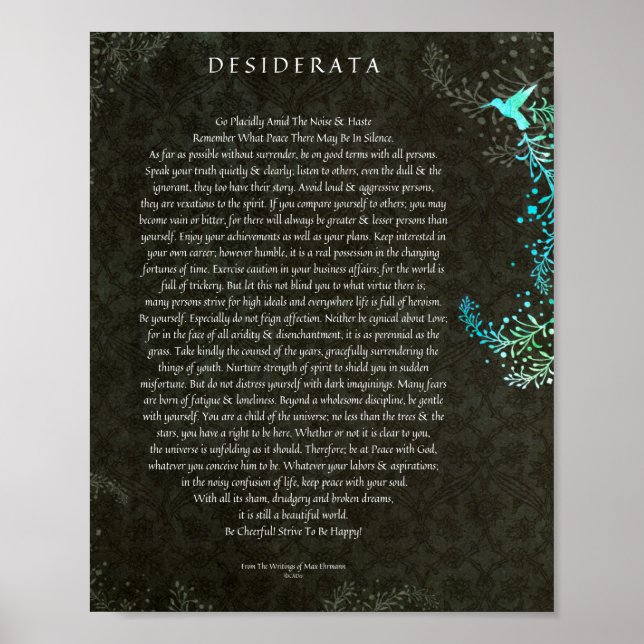 Póster Poema de Desiderata de Max Ehrmann Chalk Art (Frente)