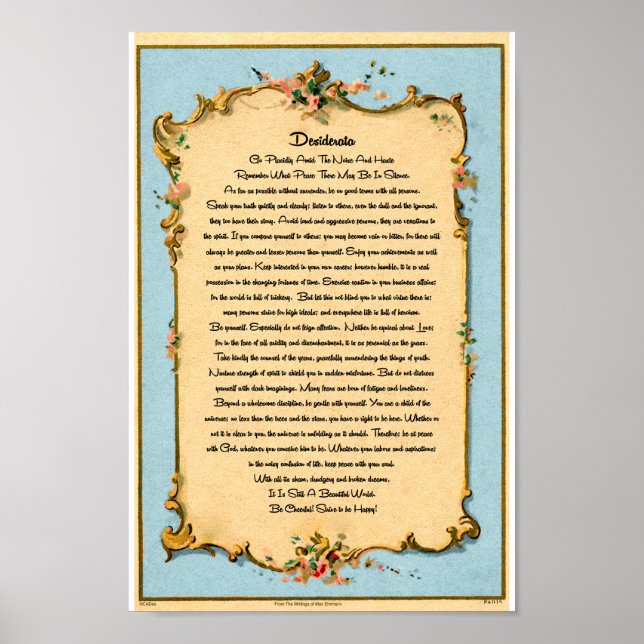 Póster Poema de Desiderata de Max Ehrmann Paris Postcard (Frente)