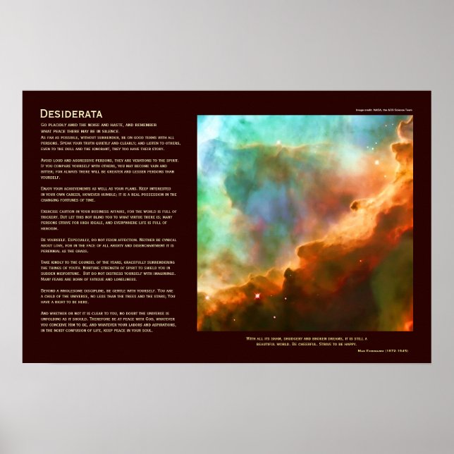 Póster Poema de Desiderata - La nebulosa Omega, zoom prof (Frente)