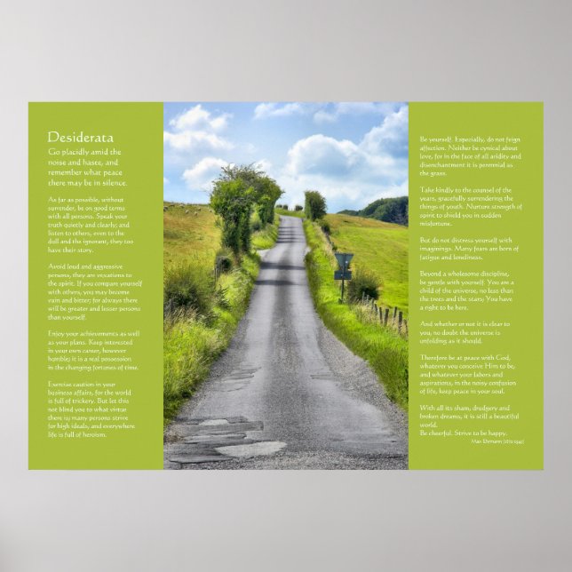 Póster Poema de Desiderata - Lane rural (Frente)