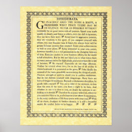 Póster Poema de DESIDERATA=Max Ehrmann=Colección de perga