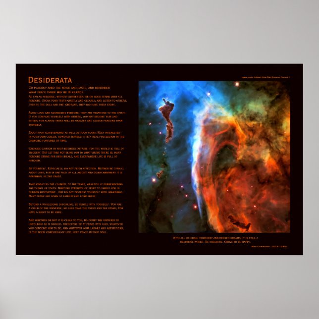Póster Poema de Desiderata - Nebulosa Keyhole Digitus Imp (Frente)