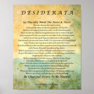 Póster Poema de Desiderata sobre el bosque acuático