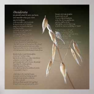 Póster Poema de Desiderata sobre frustrar avena silvestre