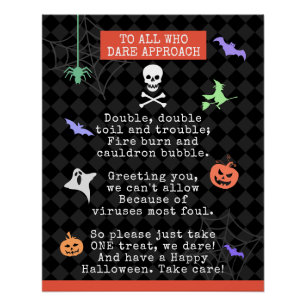 Póster Poema de Halloween Trick o Treating Coronavirus 20