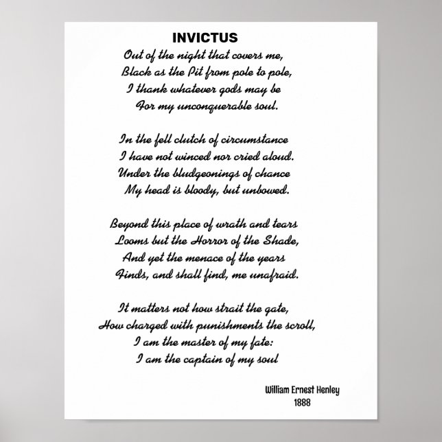 Póster Poema de INVICTUS (Frente)