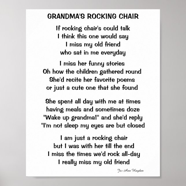 PÓSTER POEMA DE LA SILLA DE ROCKING DE GRANDMA (Frente)