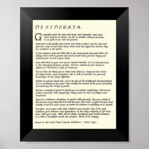 Póster Poema de los DESIDERÁTUMS por Ehrmann máximo