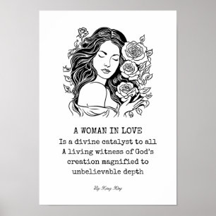 Póster Poema de mujer enamorada, negro y blanco con rosas