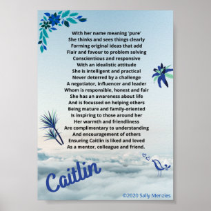 Póster Poema de nombre "Caitlin"