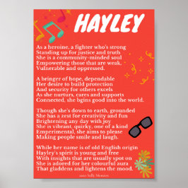 Póster Poema de nombre "Hayley"
