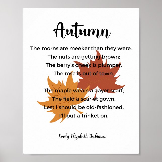 Póster Poema de otoño de Emily Elizabeth Dickinson (Frente)