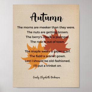 Póster Poema de otoño de Emily Elizabeth Dickinson Vinta