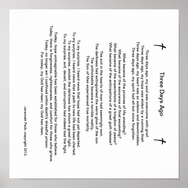 Póster Poema de Pascua "Hace tres días" (Frente)