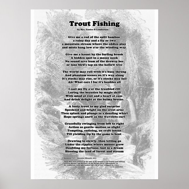 Póster Poema de pesca de trucha (Frente)