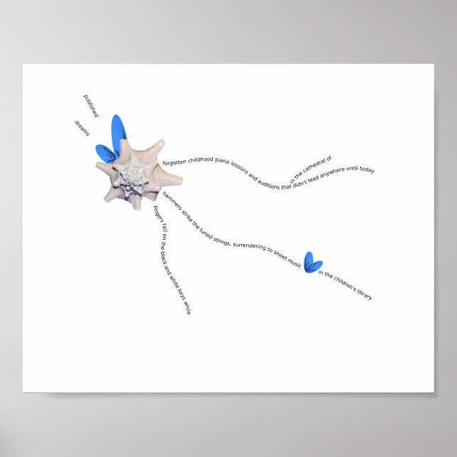 Póster Poema de piano de concha caprichosa costera de con (Frente)