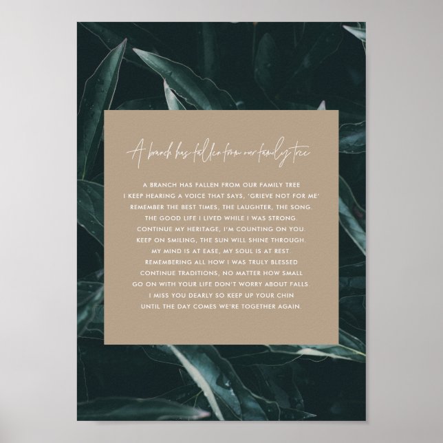 Póster Poema de recuerdo de dolor elegante moderno (Frente)