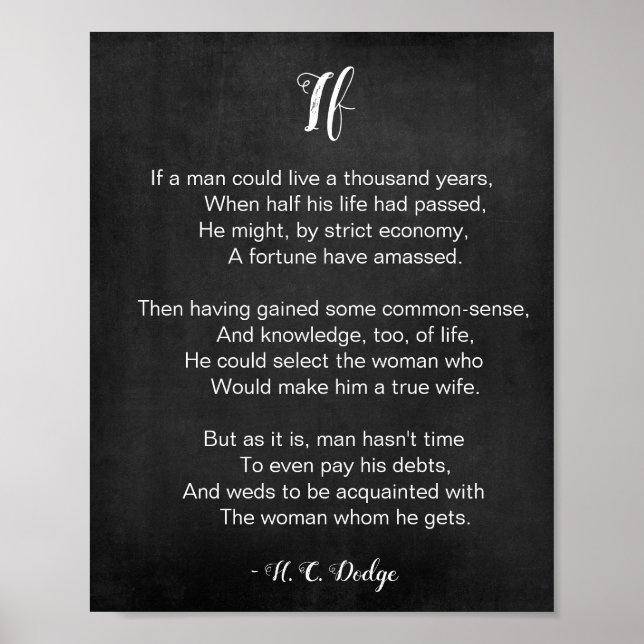 Póster Poema de Reginald H. C. Dodge Black and White (Frente)