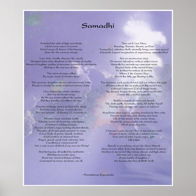Póster Poema de Samadhi de Yogananda (Frente)