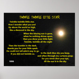 Póster Poema de TWINKLE TWINKLE LITTLE STAR