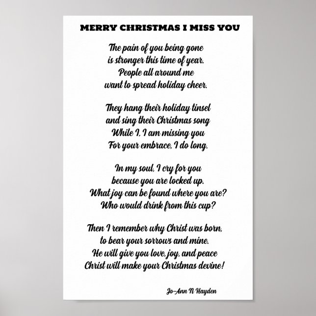 PÓSTER POEMA DE UN NAVIDAD AMADO ENCARCELADO (Frente)
