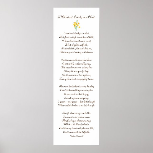 Póster Poema de Wordsworth que yo quería solitario como n (Frente)