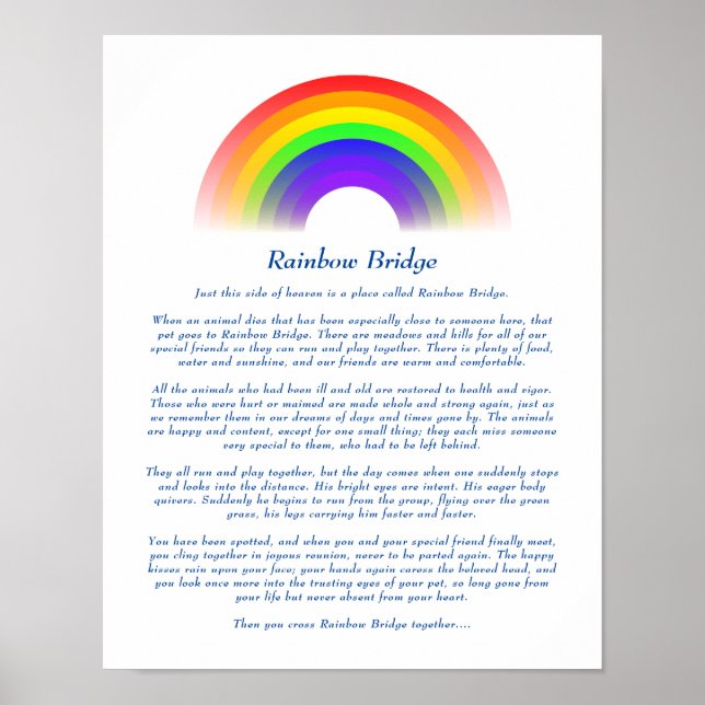 Póster Poema del puente arco iris por pérdida de Mascota (Frente)