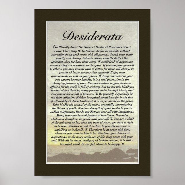 Póster Poema DESIDERATA de Max Ehrmann (Frente)