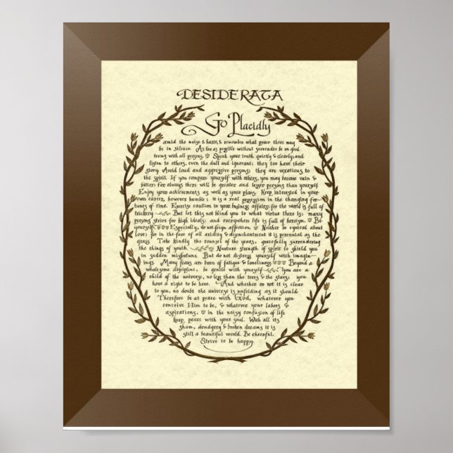 Póster Poema DESIDERATA de Max Ehrmann (Frente)