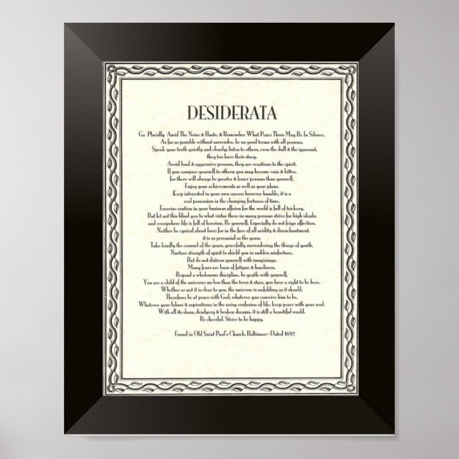 Póster Poema DESIDERATA de Max Ehrmann (Frente)
