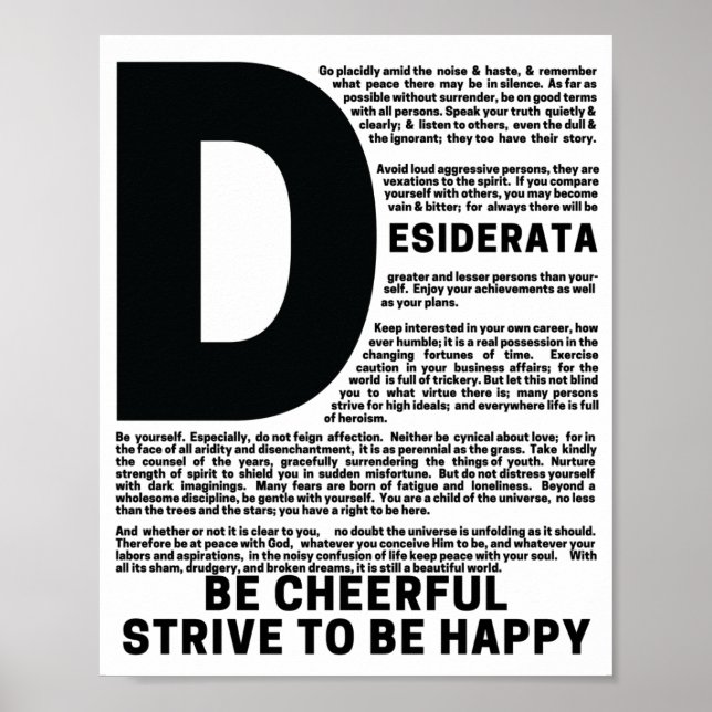 Póster Poema DESIDERATA de Max Ehrmann (Frente)
