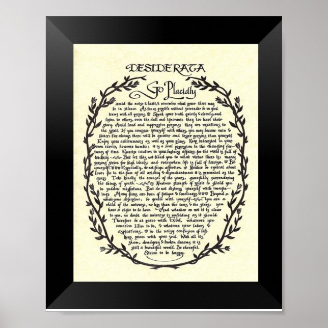Póster Poema DESIDERATA de Max Ehrmann (Frente)