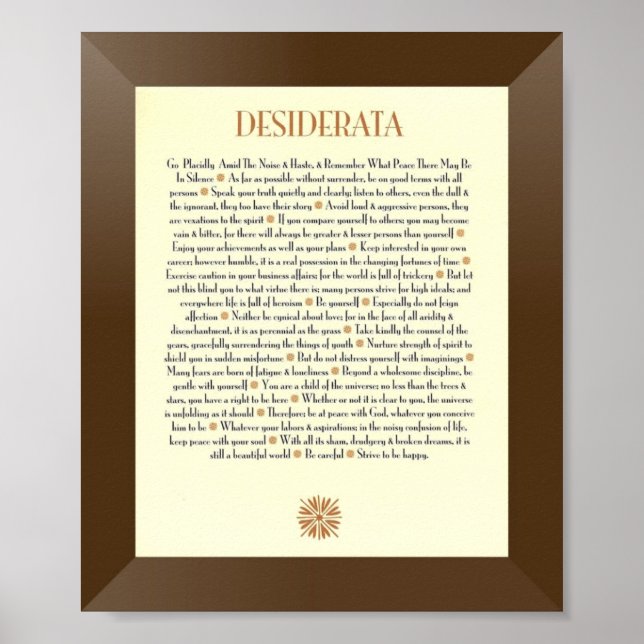 Póster Poema DESIDERATA de Max Ehrmann (Frente)