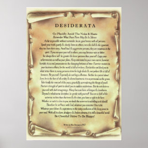 Póster Poema Desiderata de Max Ehrmann Antique Scroll