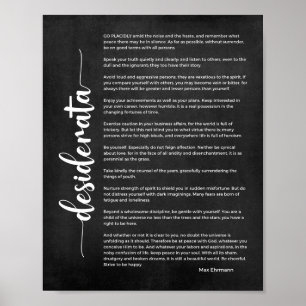 Póster Poema Desiderata de Max Ehrmann Black and White