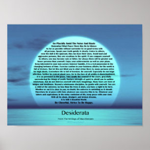 Póster Poema Desiderata de Max Ehrmann Blue Moon Sunset
