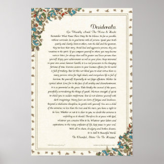 Póster Poema Desiderata de Max Ehrmann Floral Medici