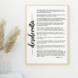 Póster Poema Desiderata de Max Ehrmann Poster