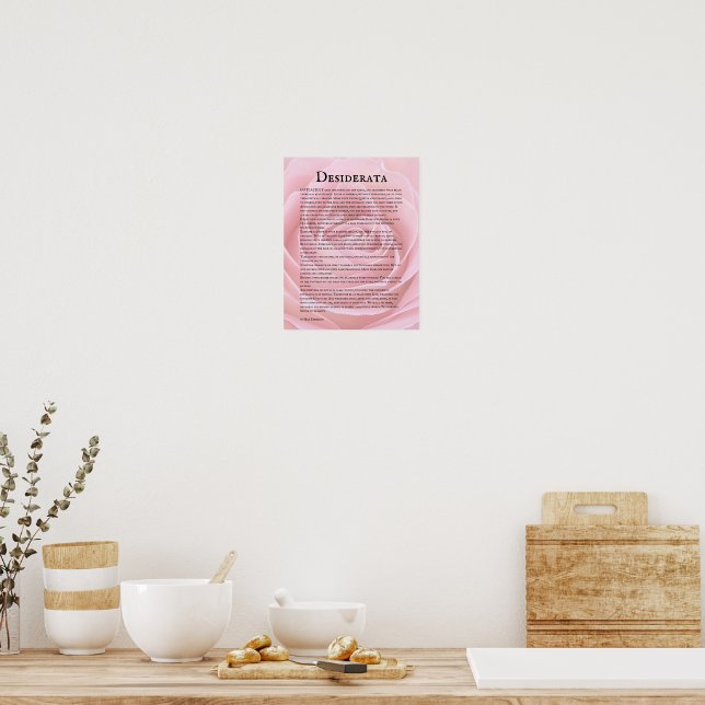 Póster Poema Desiderata de Rosa Rosa florecida (Cocina)
