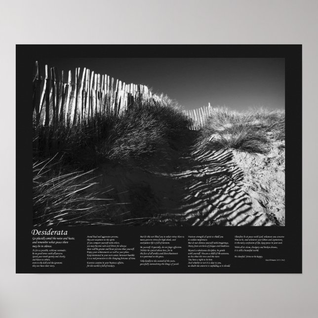 Póster Poema Desiderata - Esgrima En Las Dunas, Bella Art (Frente)