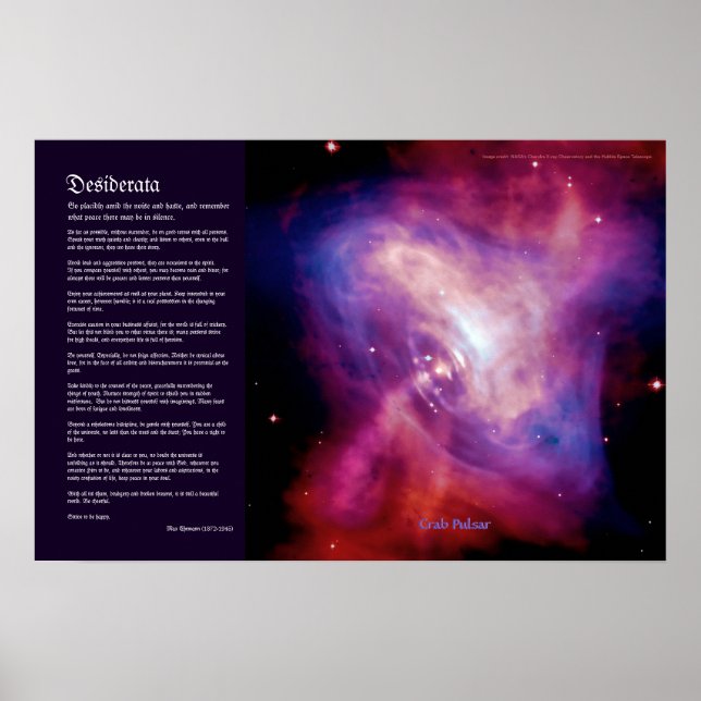 Póster Poema Desiderata - Lapso de tiempo pulsar de cangr (Frente)